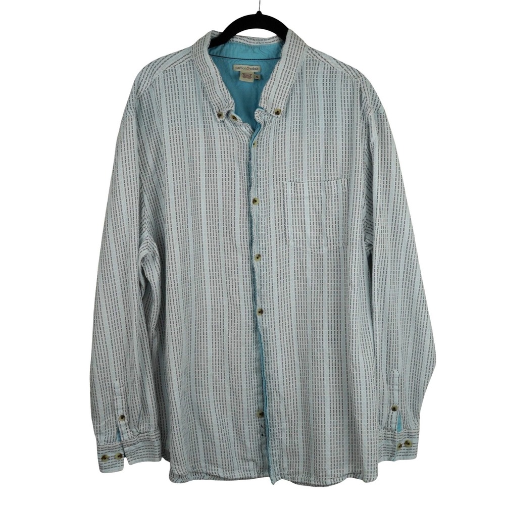 Carbon2Cobalt Button Up Shirt Mens XL Stripe Cotton‎ Long Sleeve Casual Preppy